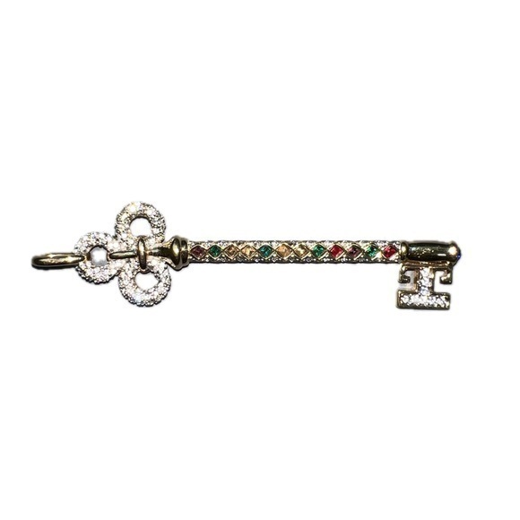 Swarovski Gold Gemstone Key Pendant - Picture 1 of 6